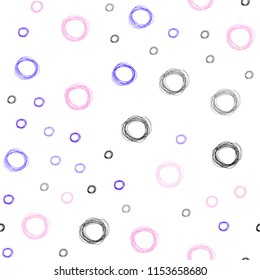Light Pink, Blue vector seamless backdrop with dots. Illustration with set of shining colorful abstract circles. Pattern can be used for futuristic ad, booklets.
