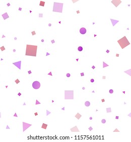 Light Pink, Blue vector seamless background with triangles, circles, cubes. Abstract illustration with colorful dots, lines, cubes. Pattern for trendy fabric, wallpapers.