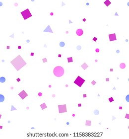 Light Pink, Blue vector seamless layout with circles, lines, rectangles. Abstract illustration with colorful dots, lines, cubes. Pattern for design of window blinds, curtains.