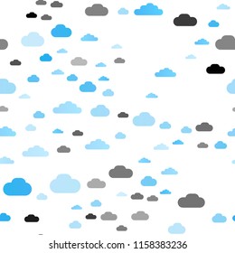 Light Pink, Blue vector seamless layout with cloudscape. Illustration in abstract style with colorful clouds. Pattern for trendy fabric, wallpapers.