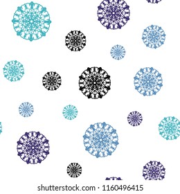 Light Pink, Blue vector seamless layout with bright snowflakes. Snow on blurred abstract background with gradient. Pattern for design of window blinds, curtains.