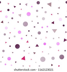 Light Pink, Blue vector seamless background with triangles, circles. Glitter abstract illustration with spheres, triangular lines. Pattern for design of fabric, wallpapers.
