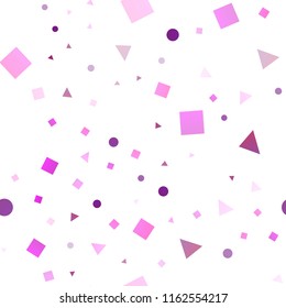 Light Pink, Blue vector seamless background with triangles, circles, cubes. Illustration with colorful circles, triangles, rectangles. Trendy design for wallpaper, fabric makers.
