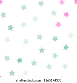 Light Pink, Blue vector seamless cover with small and big stars. Decorative shining illustration with stars on abstract template. The template can be used as a background.