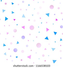 Light Pink, Blue vector seamless texture in triangular style with circles. Abstract gradient illustration with circles, triangles. Trendy design for wallpaper, fabric makers.