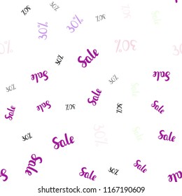 Light Pink, Blue vector seamless template with 30% selling. Colored words of sales with gradient on white background. Backdrop for ads, leaflets of Black Friday.