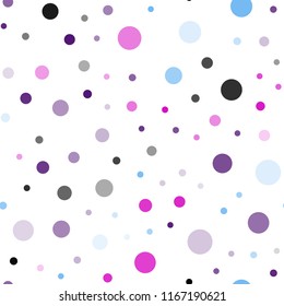 Light Pink, Blue vector seamless layout with circle shapes. Abstract illustration with colored bubbles in nature style. Pattern for design of fabric, wallpapers.