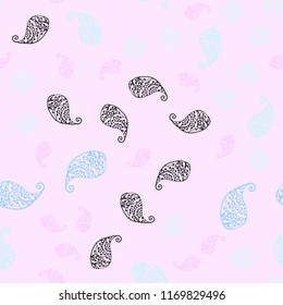 Light Pink, Blue vector seamless doodle backdrop with leaves and flowers. Colorful illustration in doodle style with leaves, flowers. Completely new template for your brand book.