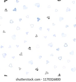 Light Pink, Blue vector seamless texture with lovely hearts. Beautiful colored illustration with hearts in celebration style. Template for Valentine's greeting postcards.