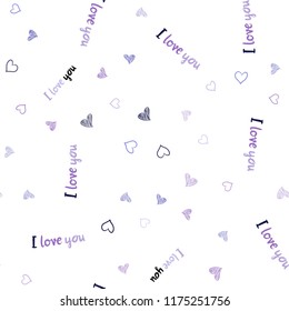 Light Pink, Blue vector seamless texture with lovely hearts. Blurred decorative design in doodle style with hearts. Pattern for carnival, festival romantic leaflets.