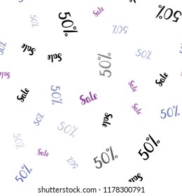 Light Pink, Blue vector seamless pattern with 50 percentage signs. Abstract illustration with colorful gradient symbols of sales. Backdrop for super sales on Black Friday.