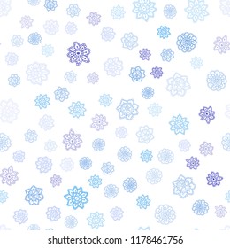 Light Pink, Blue vector seamless template with ice snowflakes. Snow on blurred abstract background with gradient. Pattern for design of fabric, wallpapers.