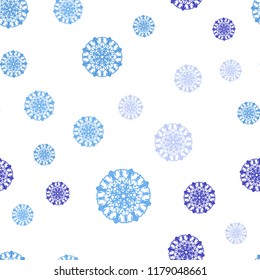 Light Pink, Blue vector seamless background with xmas snowflakes. Decorative shining illustration with snow on abstract template. Template for business cards, websites.