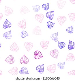 Light Pink, Blue vector seamless abstract pattern with leaves. Creative illustration in blurred style with leaves. Design for textile, fabric, wallpapers.