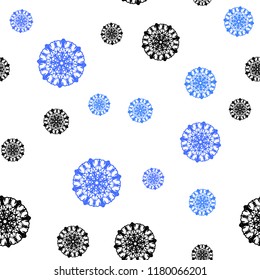 Light Pink, Blue vector seamless pattern with christmas snowflakes. Blurred decorative design in xmas style with snow. Pattern for trendy fabric, wallpapers.