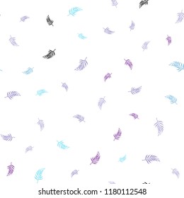 Light Pink, Blue vector seamless doodle texture with leaves. Creative illustration in blurred style with leaves. Design for textile, fabric, wallpapers.