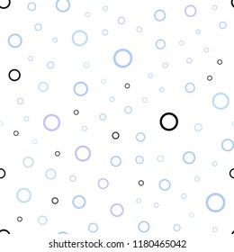 Light Pink, Blue vector seamless template with circles. Glitter abstract illustration with blurred drops of rain. Beautiful design for your business advert.