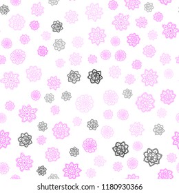 Light Pink, Blue vector seamless texture with colored snowflakes. Decorative shining illustration with snow on abstract template. Pattern for design of fabric, wallpapers.