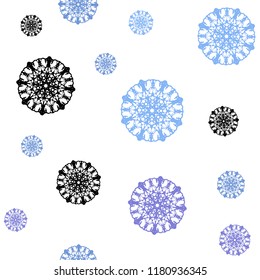 Light Pink, Blue vector seamless template with ice snowflakes. Blurred decorative design in xmas style with snow. Template for business cards, websites.