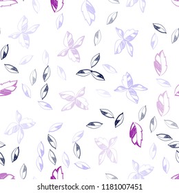 Light Pink, Blue vector seamless doodle backdrop with leaves. Blurred decorative design in Indian style with leaves. Pattern for design of window blinds, curtains.