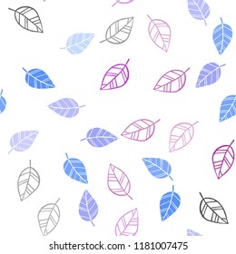 Light Pink, Blue vector seamless abstract backdrop with leaves. Blurred decorative design in Indian style with leaves. Pattern for design of window blinds, curtains.