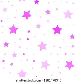Light Pink, Blue vector seamless layout with bright stars. Modern geometrical abstract illustration with stars. The pattern can be used for wrapping gifts.