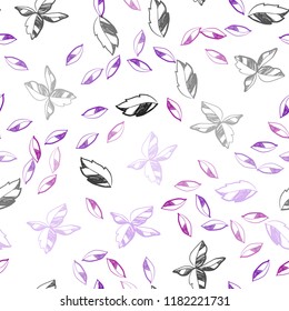 Light Pink, Blue vector seamless abstract backdrop with leaves. An elegant bright illustration with leaves in Natural style. Template for business cards, websites.