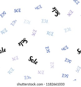 Light Pink, Blue vector seamless template with 30%, 40%, 50% selling. Colorful set of  percentage signs in simple style. Backdrop for ads, leaflets of Black Friday.