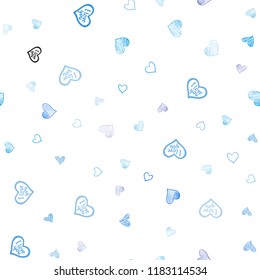 Light Pink, Blue vector seamless layout with sweet hearts. Beautiful colored illustration with hearts in celebration style. Pattern can be used for valentine's ad, booklets.