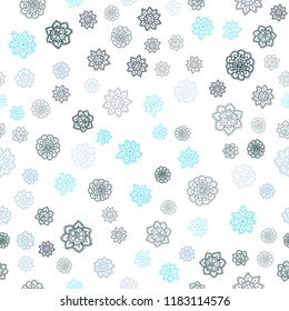 Light Pink, Blue vector seamless texture with colored snowflakes. Snow on blurred abstract background with gradient. Design for textile, fabric, wallpapers.