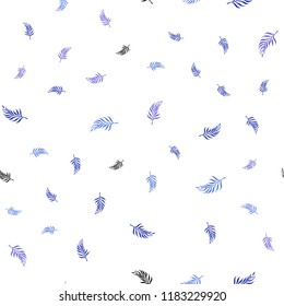 Light Pink, Blue vector seamless doodle background with leaves. A vague abstract illustration with leaves in doodles style. Pattern for design of window blinds, curtains.