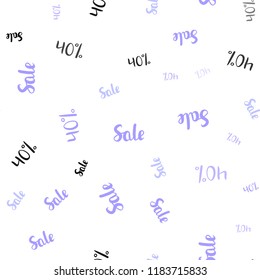 Light Pink, Blue vector seamless layout with discount of 40%. Colorful set of  percentage signs in simple style. Template for season sales, shopping ads.