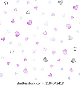 Light Pink, Blue vector seamless background with hearts. Blurred decorative design in doodle style with hearts. Design for ad, poster, banner of Valentine Day.