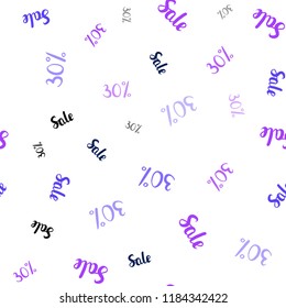Light Pink, Blue vector seamless cover with symbols of 30 % sales. Shining colorful illustration with isolated selling prices. Backdrop for super sales on Black Friday.