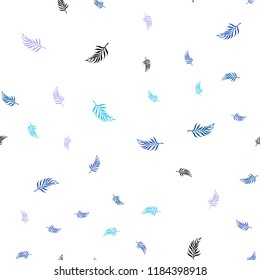 Light Pink, Blue vector seamless abstract backdrop with leaves. Doodle illustration of leaves in Origami style with gradient. Template for business cards, websites.