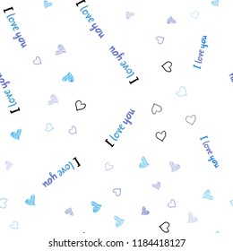 Light Pink, Blue vector seamless background with hearts. Glitter abstract illustration with colorful hearts in romantic style. Pattern for marriage gifts, congratulations.