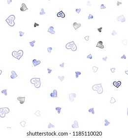 Light Pink, Blue vector seamless layout with sweet hearts. Glitter abstract illustration with colorful hearts in romantic style. Pattern can be used for valentine's ad, booklets.