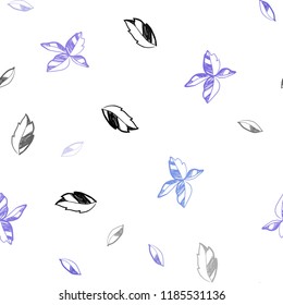 Light Pink, Blue vector seamless doodle layout with leaves. Blurred decorative design in Indian style with leaves. Design for textile, fabric, wallpapers.