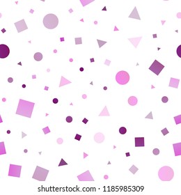 Light Pink, Blue vector seamless backdrop with lines, circles, rhombus. Abstract illustration with colorful dots, lines, cubes. Pattern for trendy fabric, wallpapers.
