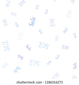 Light Pink, Blue vector seamless template with 50% selling. Illustration with signs of sales on abstract template. Design for business ads, commercials.