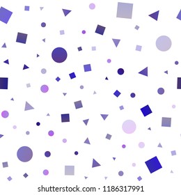 Light Pink, Blue vector seamless backdrop with lines, circles, rhombus. Abstract gradient illustration with circles, triangles, cubes. Pattern for trendy fabric, wallpapers.