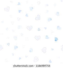 Light Pink, Blue vector seamless background with hearts. Beautiful colored illustration with hearts in celebration style. Pattern for carnival, festival romantic leaflets.