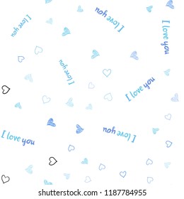 Light Pink, Blue vector seamless cover with Shining hearts. Illustration with hearts in love concept for valentine's day. Beautiful design for your business advert of anniversary.