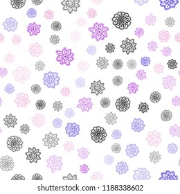Light Pink, Blue vector seamless background with xmas snowflakes. Blurred decorative design in xmas style with snow. Pattern for design of fabric, wallpapers.