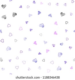 Light Pink, Blue vector seamless layout with sweet hearts. Blurred decorative design in doodle style with hearts. Template for Valentine's greeting postcards.