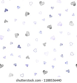 Light Pink, Blue vector seamless layout with sweet hearts. Decorative shining illustration with hearts on abstract template. Template for Valentine's greeting postcards.