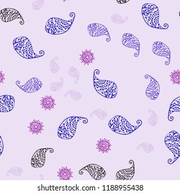 Light Pink, Blue vector seamless doodle backdrop with leaves and flowers. Illustration with doodles on abstract template. Completely new template for your brand book.