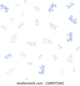 Light Pink, Blue vector seamless template with 40% selling. Gradient illustration with discount signs on white backdrop. Template for season sales, shopping ads.