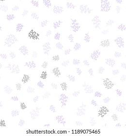 Light Pink, Blue vector seamless doodle template with leaves, branches. Glitter abstract illustration with leaves and branches. Pattern for trendy fabric, wallpapers.