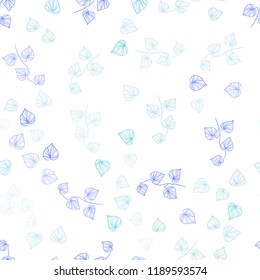 Light Pink, Blue vector seamless doodle pattern with leaves. Colorful illustration in doodle style with leaves. Design for textile, fabric, wallpapers.